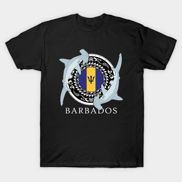 Hammerhead Shark Flag of Barbados T-Shirt by NicGrayTees